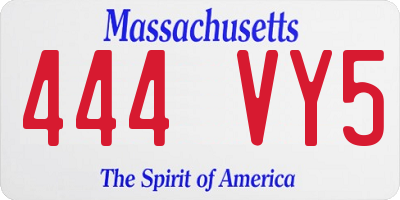 MA license plate 444VY5
