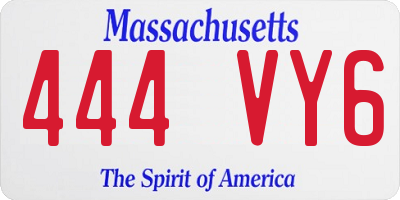 MA license plate 444VY6