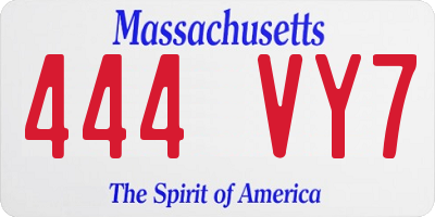 MA license plate 444VY7
