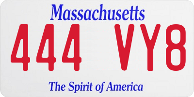 MA license plate 444VY8