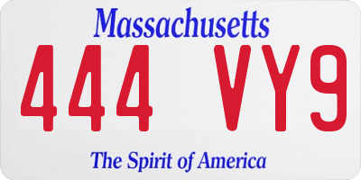 MA license plate 444VY9