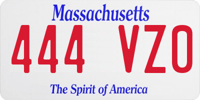 MA license plate 444VZ0