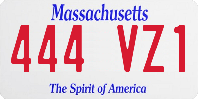 MA license plate 444VZ1