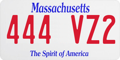 MA license plate 444VZ2