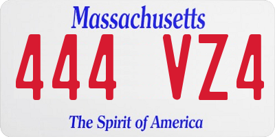 MA license plate 444VZ4