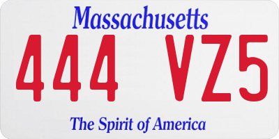MA license plate 444VZ5