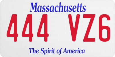 MA license plate 444VZ6