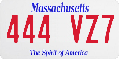 MA license plate 444VZ7
