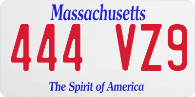 MA license plate 444VZ9