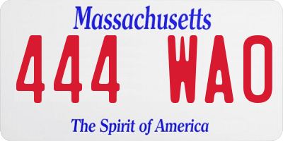 MA license plate 444WA0