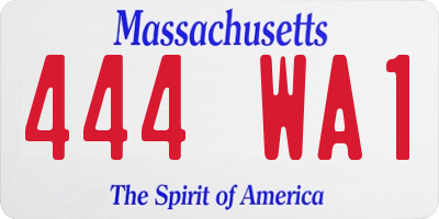 MA license plate 444WA1