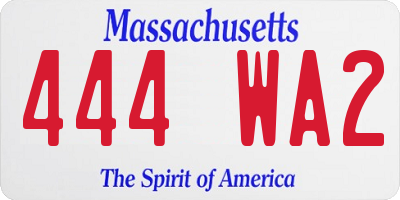 MA license plate 444WA2