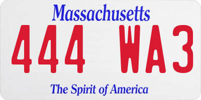 MA license plate 444WA3