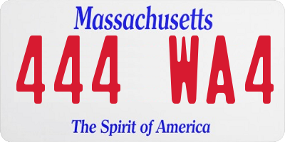 MA license plate 444WA4
