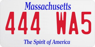 MA license plate 444WA5