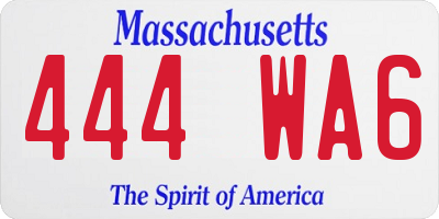 MA license plate 444WA6