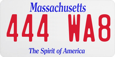 MA license plate 444WA8