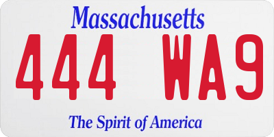 MA license plate 444WA9