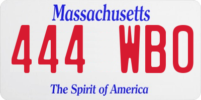 MA license plate 444WB0