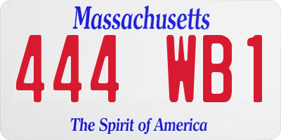 MA license plate 444WB1