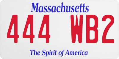 MA license plate 444WB2
