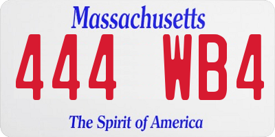 MA license plate 444WB4