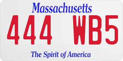MA license plate 444WB5
