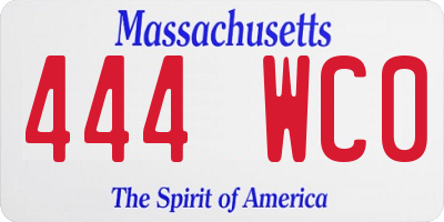 MA license plate 444WC0