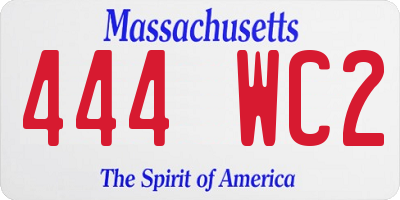 MA license plate 444WC2