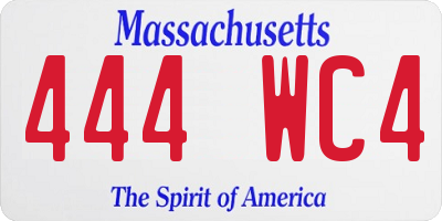 MA license plate 444WC4