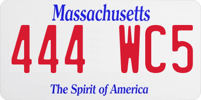 MA license plate 444WC5