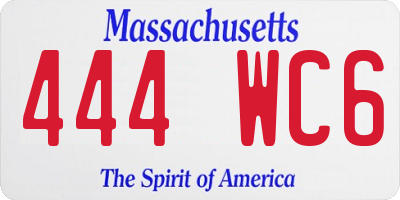 MA license plate 444WC6