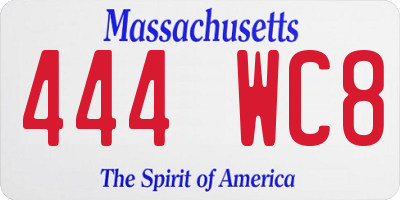 MA license plate 444WC8