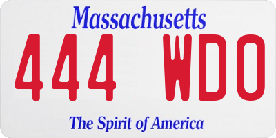 MA license plate 444WD0