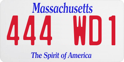 MA license plate 444WD1