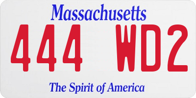 MA license plate 444WD2