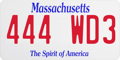 MA license plate 444WD3