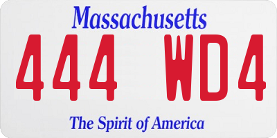MA license plate 444WD4