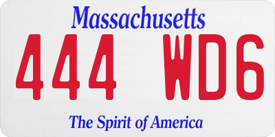 MA license plate 444WD6