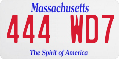MA license plate 444WD7
