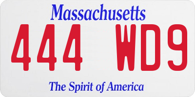 MA license plate 444WD9