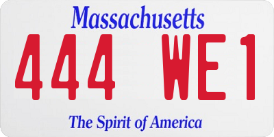 MA license plate 444WE1