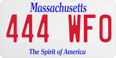 MA license plate 444WF0