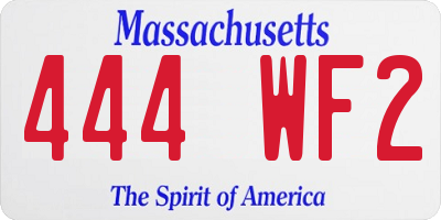 MA license plate 444WF2