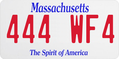 MA license plate 444WF4