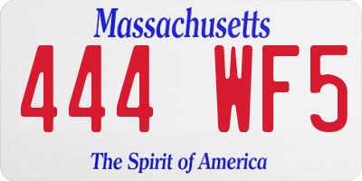 MA license plate 444WF5