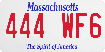 MA license plate 444WF6