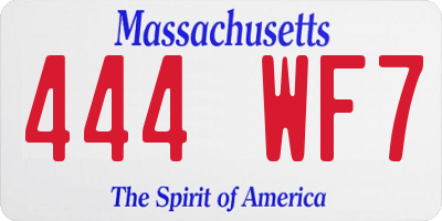 MA license plate 444WF7