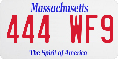 MA license plate 444WF9