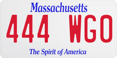 MA license plate 444WG0